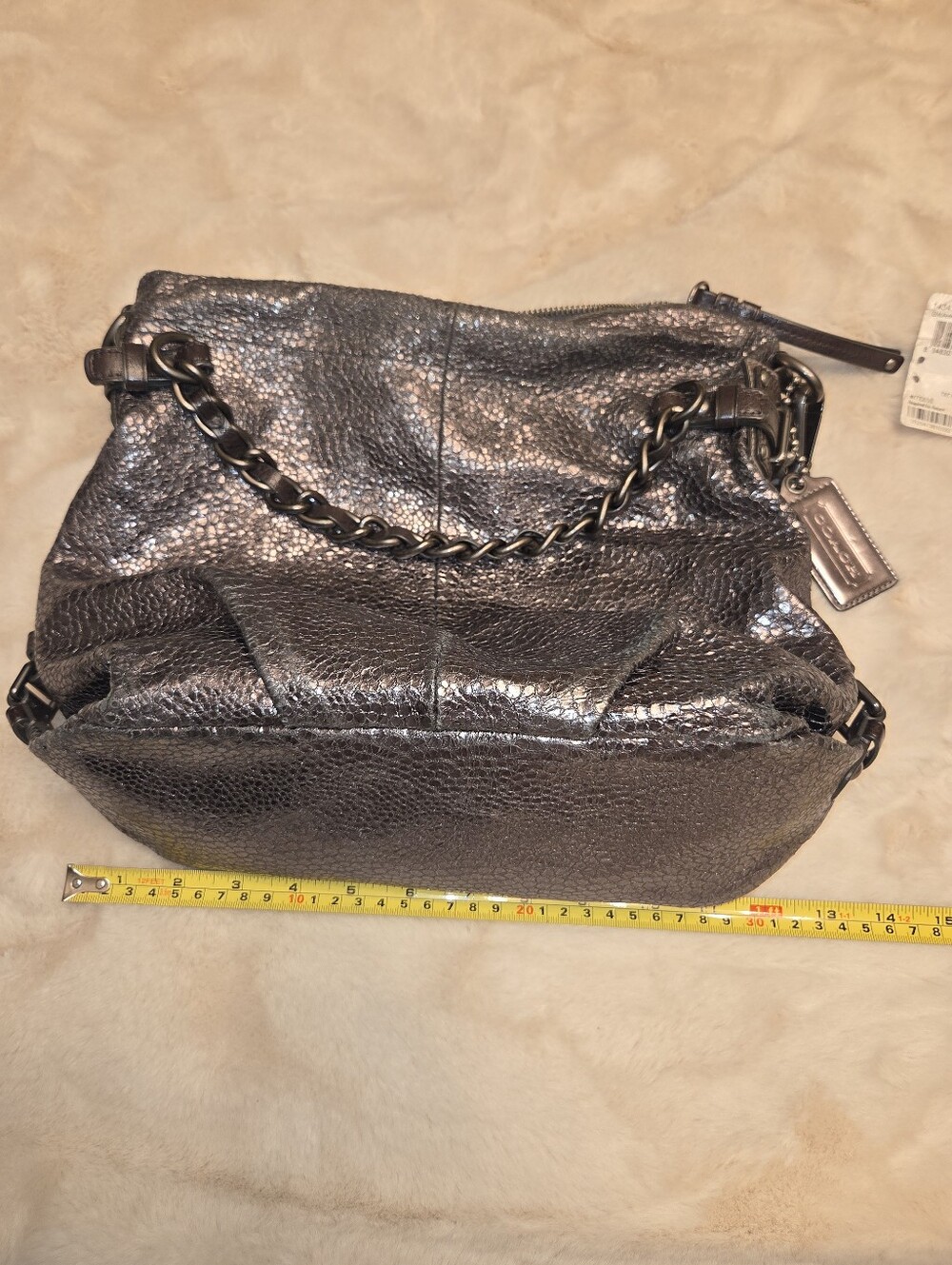COACH Anthracite Grey Metallic Textured Purse